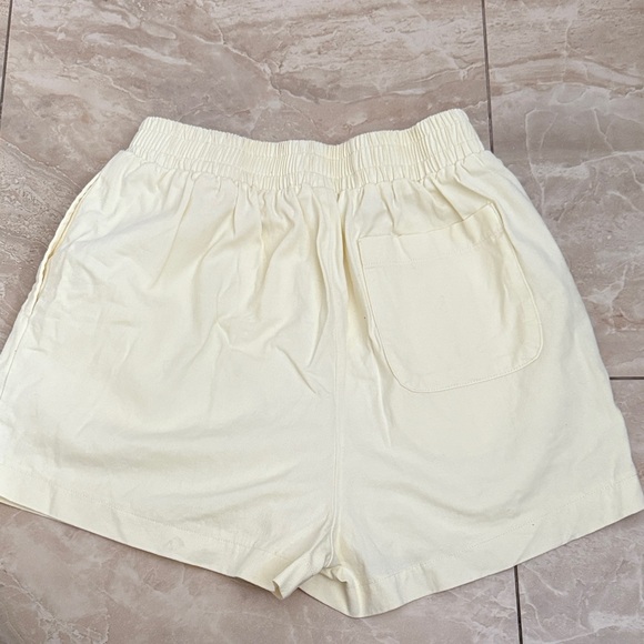 High Waist Women's Cream Cotton Shorts - Picture 2 of 2
